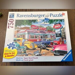 Ravensburger "Jack's Diner" 750
Large Piece Puzzle 32" × 24" Hot Rods, Complete